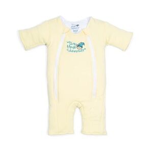 Soft Yellow Baby Short-Sleeve Sleepsuit with Front Zippers